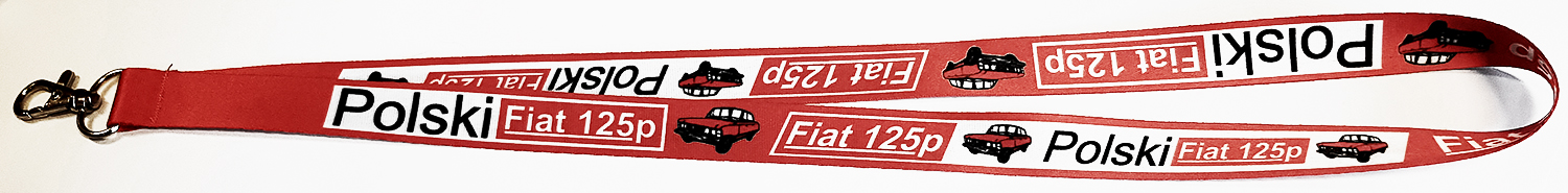 Smycz Fiat 125 czerwona 2cm dwustronna z karabińczykiem